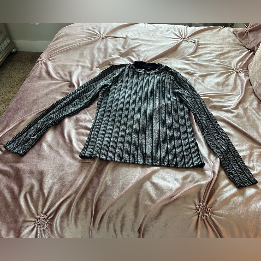 Guess Metallic Silver Mock Turtleneck